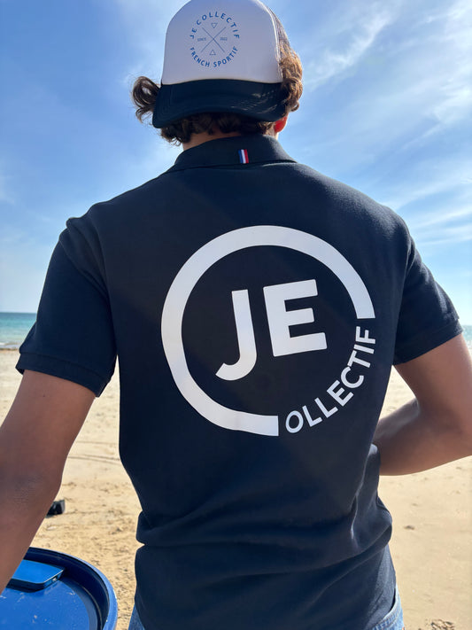 Polo Bleu Logo Blanc