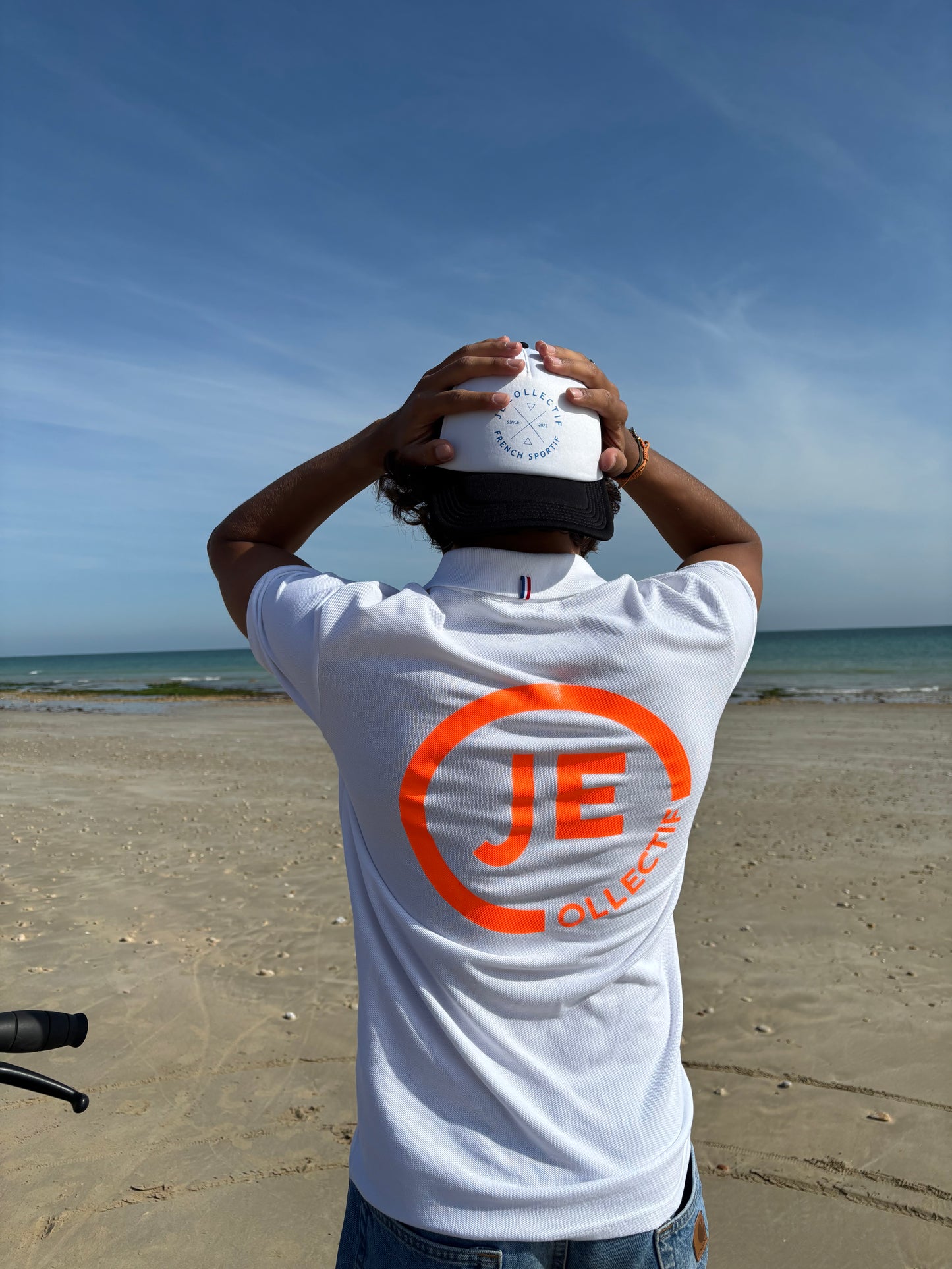 Polo Blanc Logo Orange