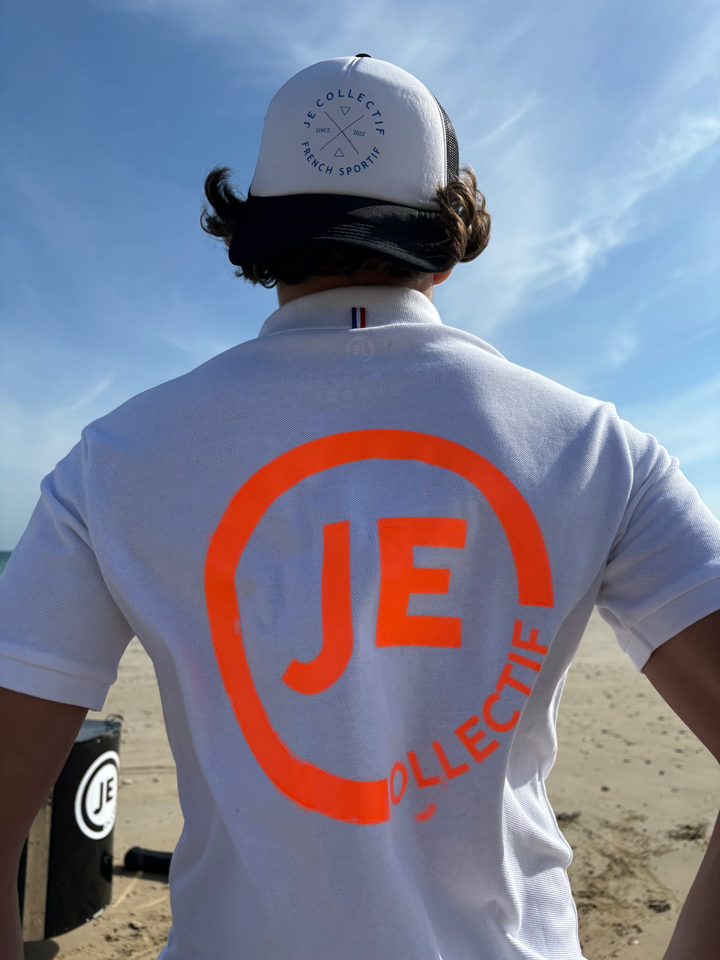 Polo Blanc Logo Orange